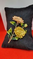 Goldige Vintage Brosche mit Blumenmotiv, Herbst Accessoire