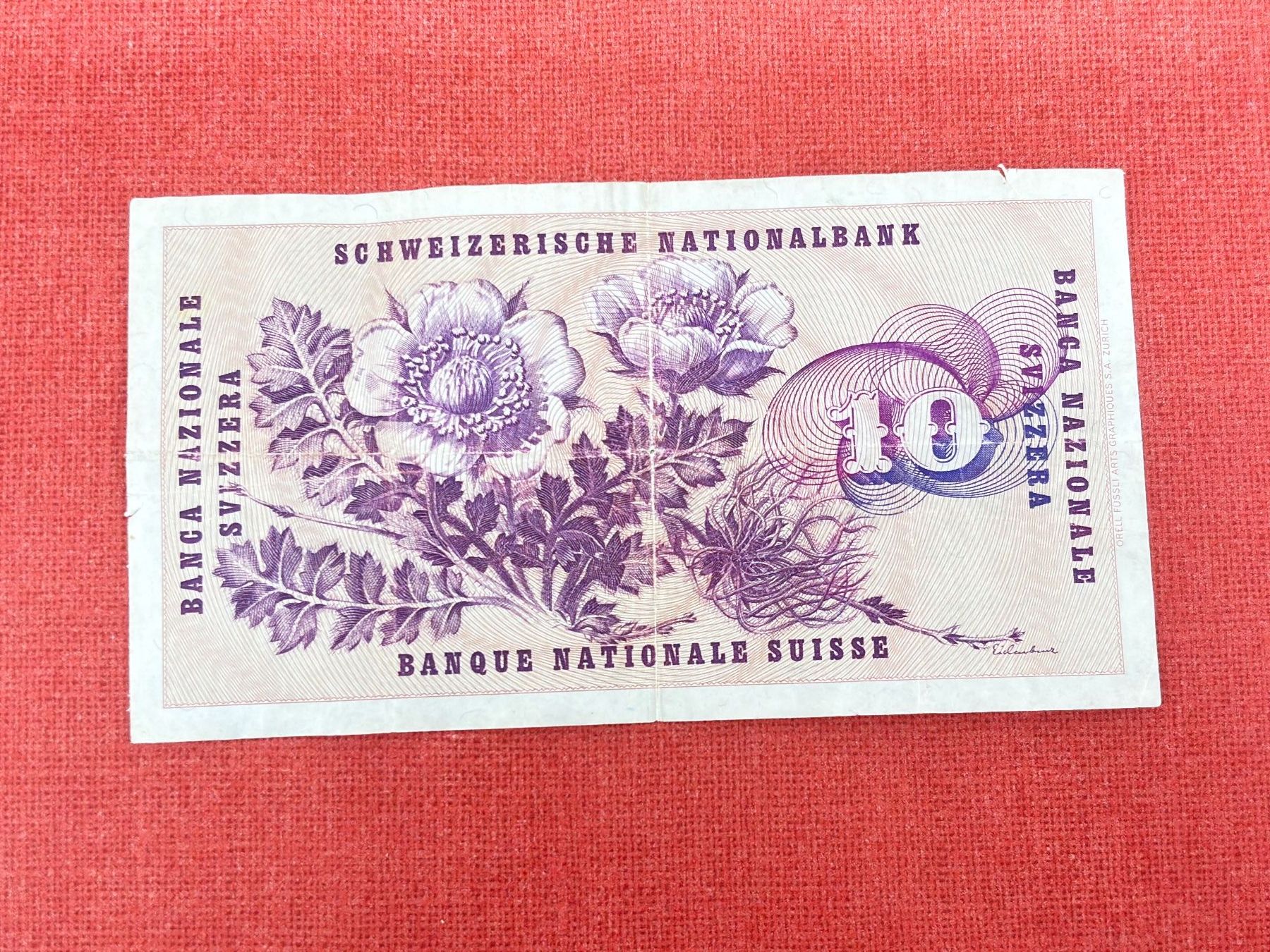 Banconote: 10 Franken Banknote 1973 gebraucht – Usato da Ormalingen venduto da digital09 1