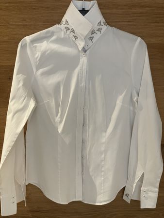 Wallmann Bluse weiss mit Hirsch in Grau Gr.38
