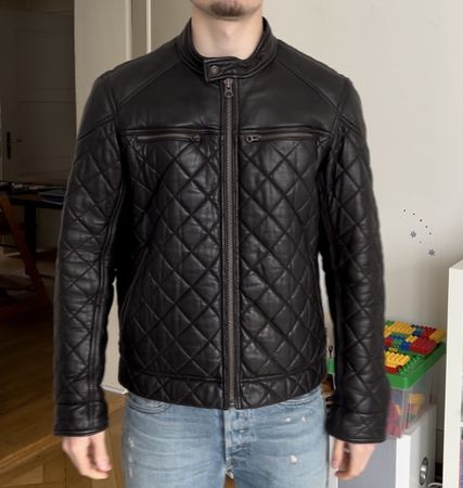 Leder Motorrad Jacke Timberland Med