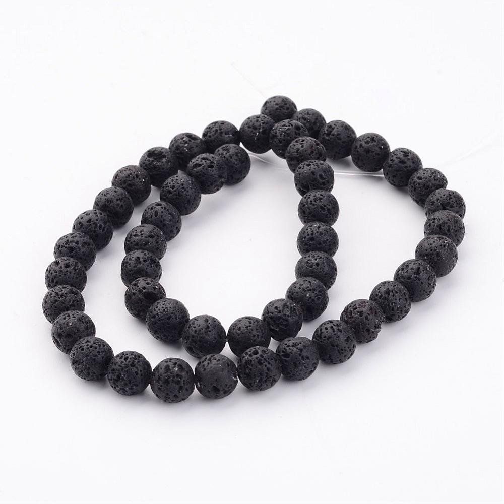 Edelsteine: Lava Perlen 8mm schwarz 1 Strang – Neu (gemäss Beschreibung) aus Alpnachstad von perlengaby 2