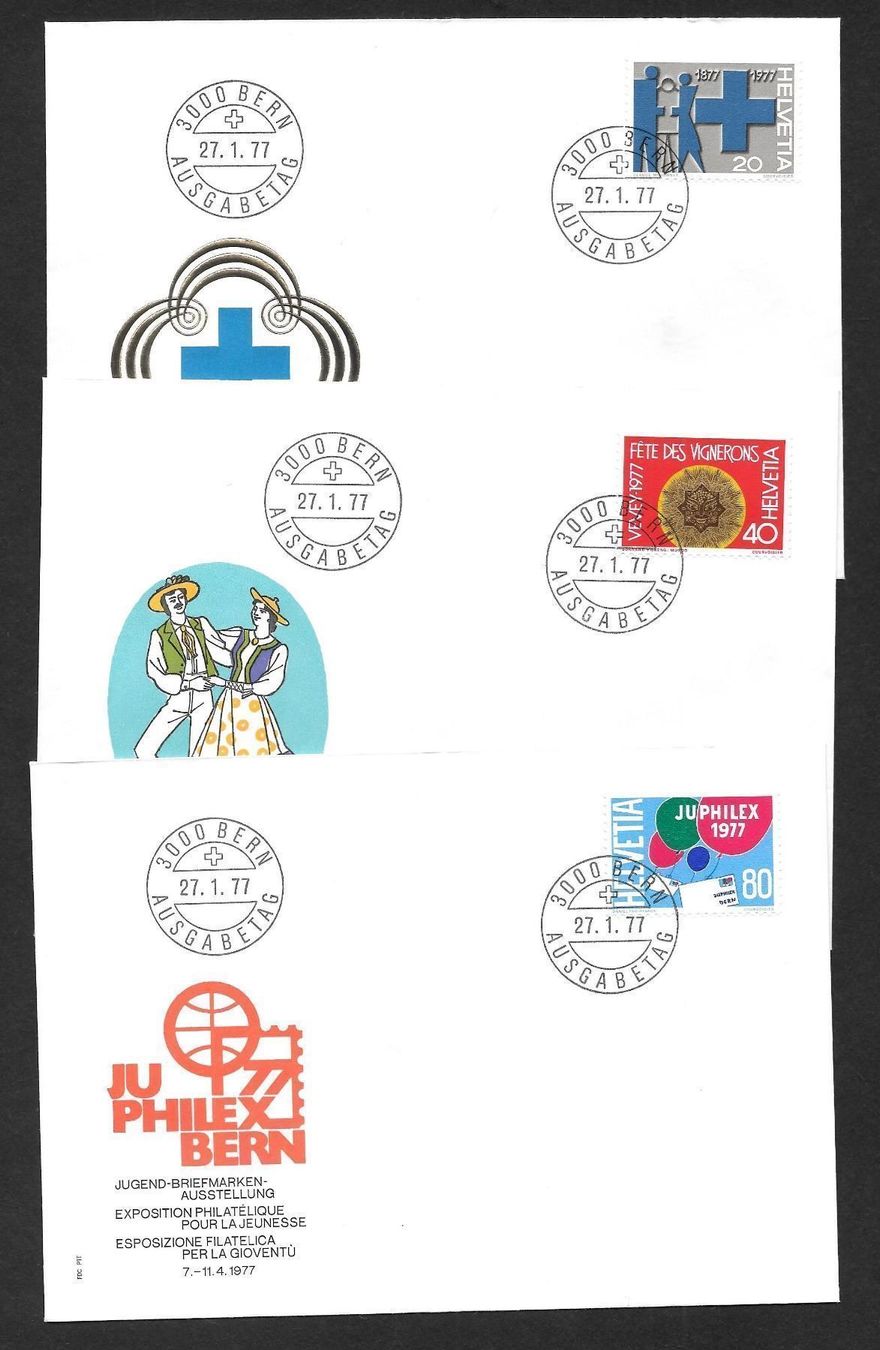 Tutti i francobolli: 3 FDC 586-588 Serie Einzelmarken ET 27.1.1977 – Nuovo (secondo la descrizione) da Olten venduto da clotaldi