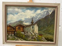Gemälde Lötschental Berge Breithorn Kapelle Schinhorn