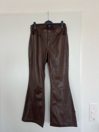 Holister Brown Faux Leather Flared Pants Size 11R