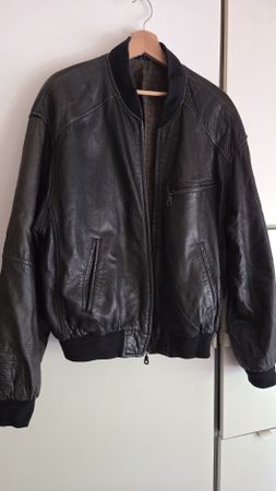 Echtleder Bomberjacke Lammleder Schwarz Vintage Gr 52