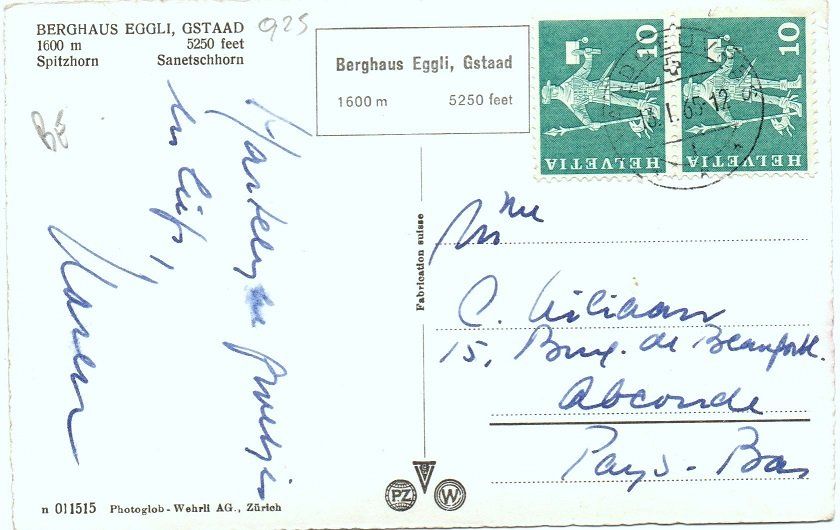 Ansichtskarten: GSTAAD Berghaus Eggli - Spitzhorn - Sanetschhorn – Gebraucht aus Jona von philajona 1