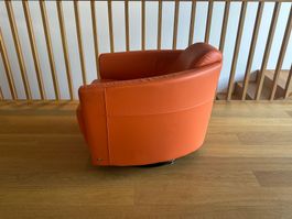 2 x Orange Leder Sessel Houston ab 1.- (NP 2'420.-)Schubiger