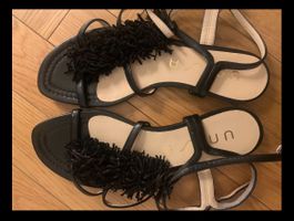 ☀️kommt! UNISA Sandalen Gr 38 Schwarz Leder gut zustand