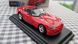 Dodge Viper RT/10 1992 Rot  neu auf base in Burago Box 1.24