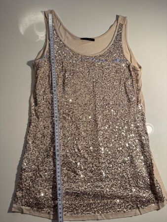 Edles Pailetten Top Beige Gr M