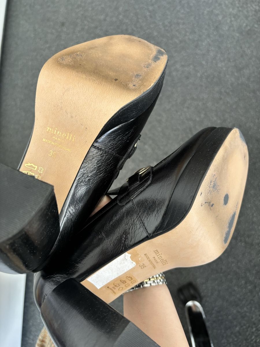Scarpe da donna: Minelli mocassins à talons noirs – Usato da Genève venduto da td7 6