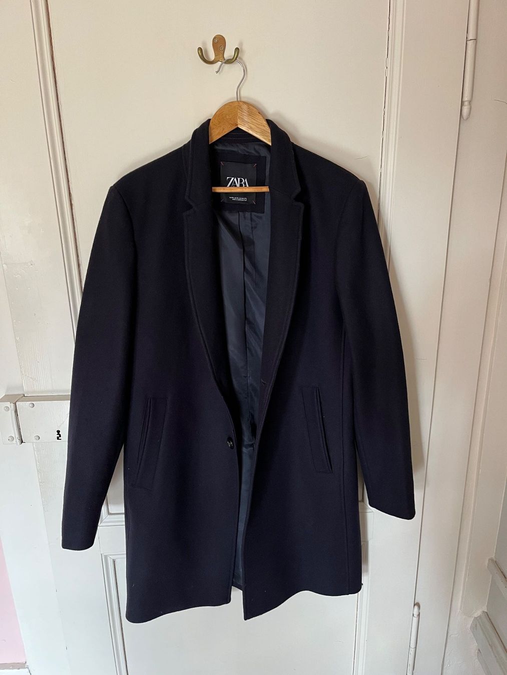 Manteau Laine Longue Col Officier Homme Classiq... Bleu - Prêt-à-Porter