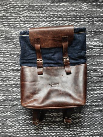 Jeans-Leder Rucksack Labuto, made in Portugal