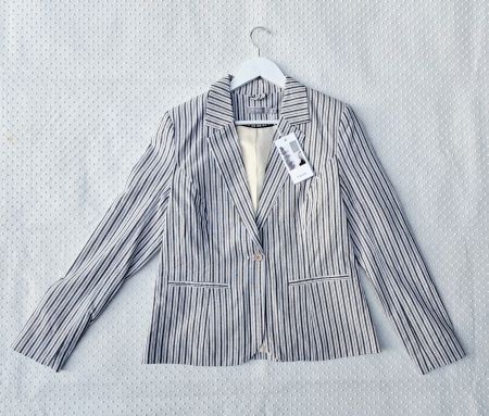 NEU! Fransa Damen Blazer Gr. 40, gestreift, 35% Leinen