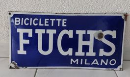 Emailschild Velo Biciclette Fuchs Milano plaque émaillée