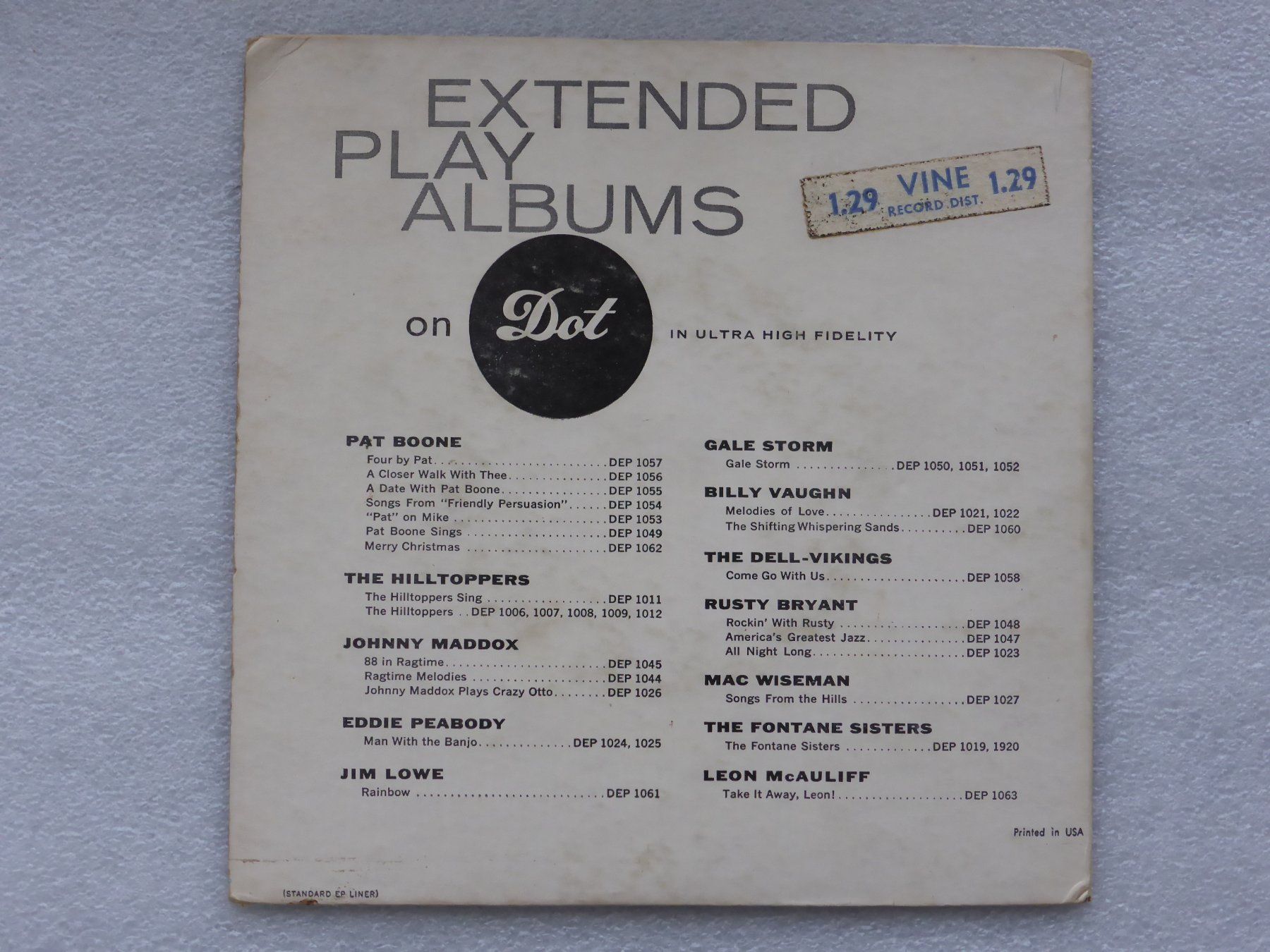 Dischi in vinile: Vinyl Single   EP  PAT BOONE – Usato da Küssnacht am Rigi venduto da Mondkinder 3