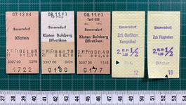 Bassersdorf, 5 alte Bahnbillette, 1983, 1984, SBB