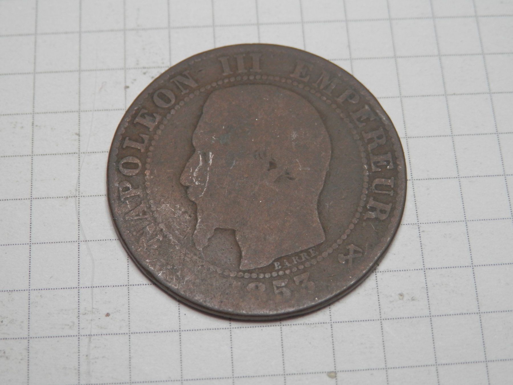 Tutti le monete: Frankreich 5 Centimes, 1853 Münzzeichen "B" - Rouen – Usato da Weiach venduto da weiach81