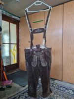 Trachtenlederhose mit Trägern braun , Grösse M