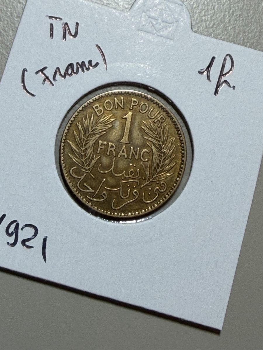 Tutti le monete: Tunisie - 1 franc - 1921  – Usato da Payerne venduto da Mike1682