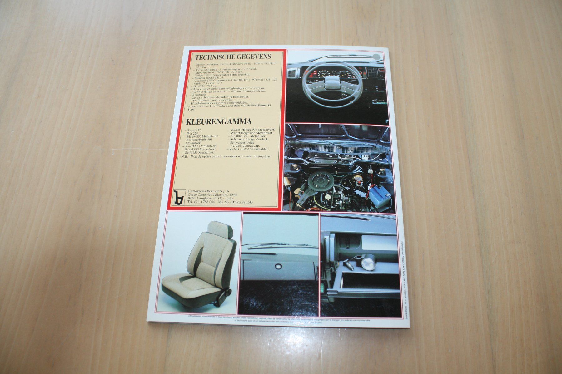 Fiat Documenti: Bertone Fiat Ritmo 85S Cabrio Prospekt NL – Usato da Wikon venduto da erwin400 4