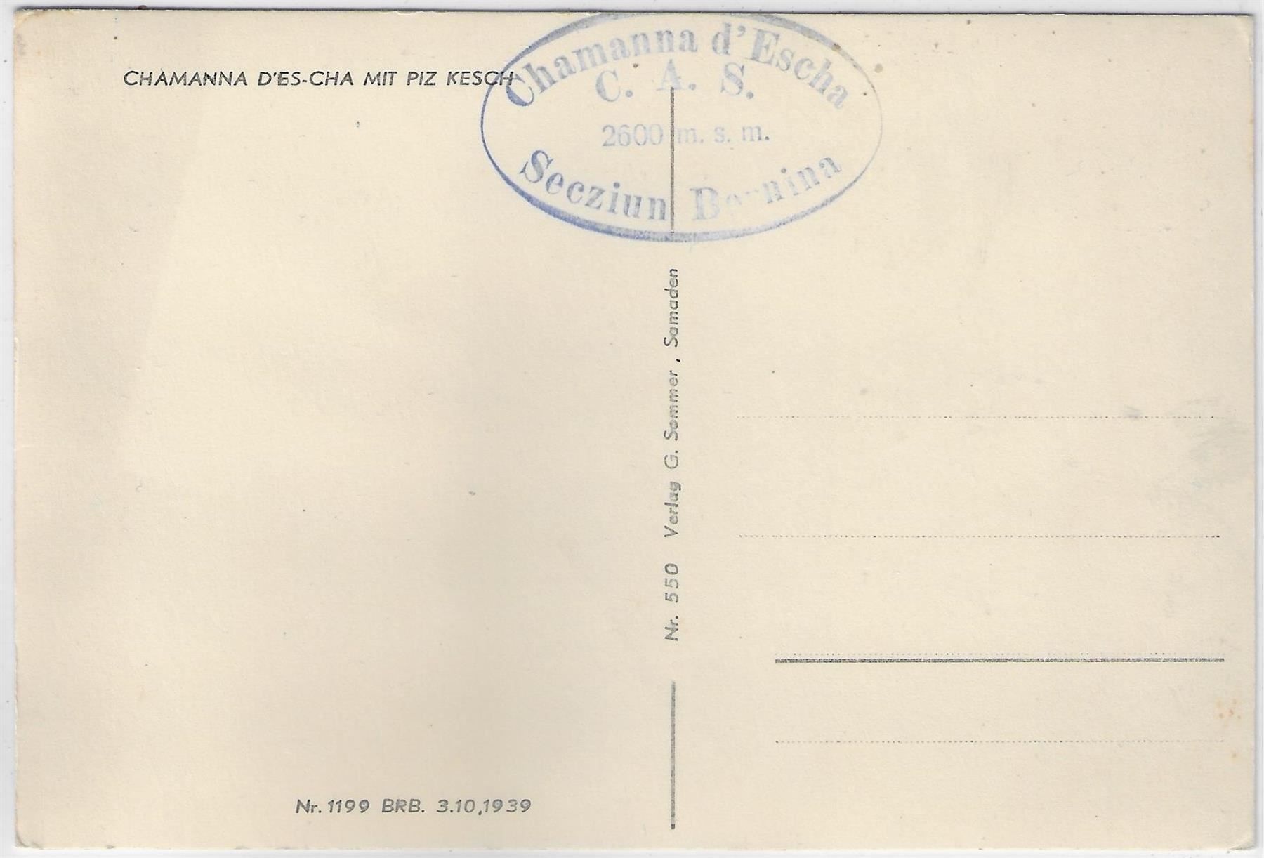 Cartoline postali: Chamanna D'es-Cha mit Piz Kesch – Usato da Ettingen venduto da Kartenplanet 1