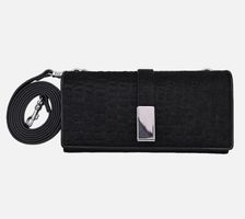 Kleine Leder Tasche, Clutch aus Cow Hair, schwarz