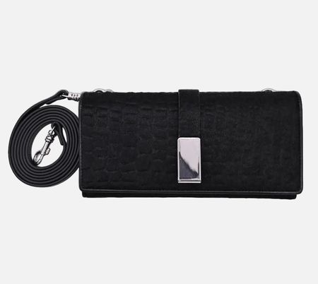 Kleine Leder Tasche, Clutch aus Cow Hair, schwarz