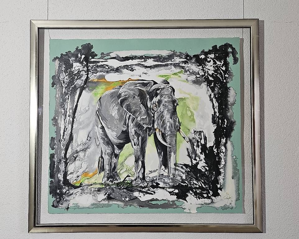 Grafica & Litografie: Rolf Knie "Elefant Kayla" Serigraphie, handsigniert – Usato da Kriens venduto da Chilimaus0