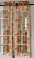 Gardinen transparent mit Blumenmuster orange gelb 2 Stk