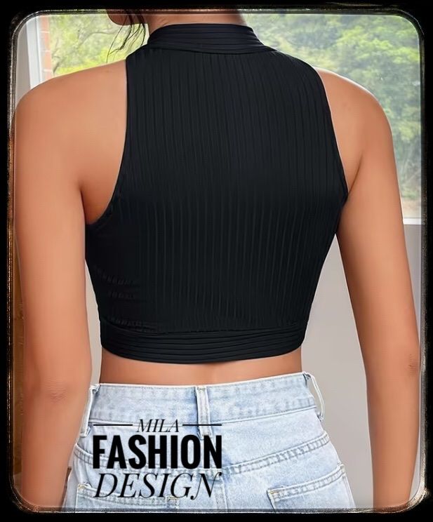 Sexy Ärmelloses Crop Top Schwarzes Lederimitat 🌻L🌻 (Neu und ...