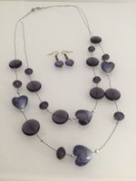 Collier + Boucles perles verre améthyste