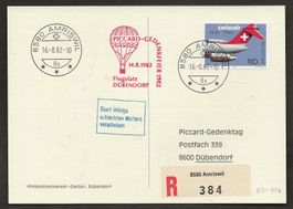 Ballon Schweiz 1982 Bronschhofen Amriswil Luftpost Piccard