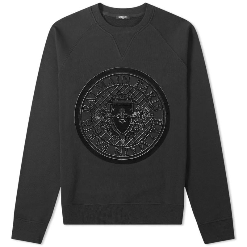 Balmain Maglioni & Felpe: Balmain Flocked Coin Crest Logo Sweatshirt Pulli Black – Usato da Münchenstein venduto da B771
