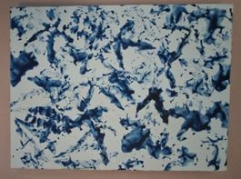 Gemälde Blau Weiss abstrakt handmade 30×40×4