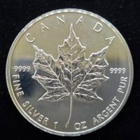 Kanada 1 Unze Silber Maple Leaf 999/1000 Silber 1991