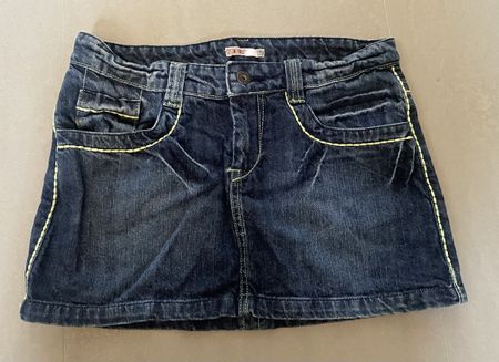 Jeansrock Sasch blau mit gelben Nähten Grösse M 
