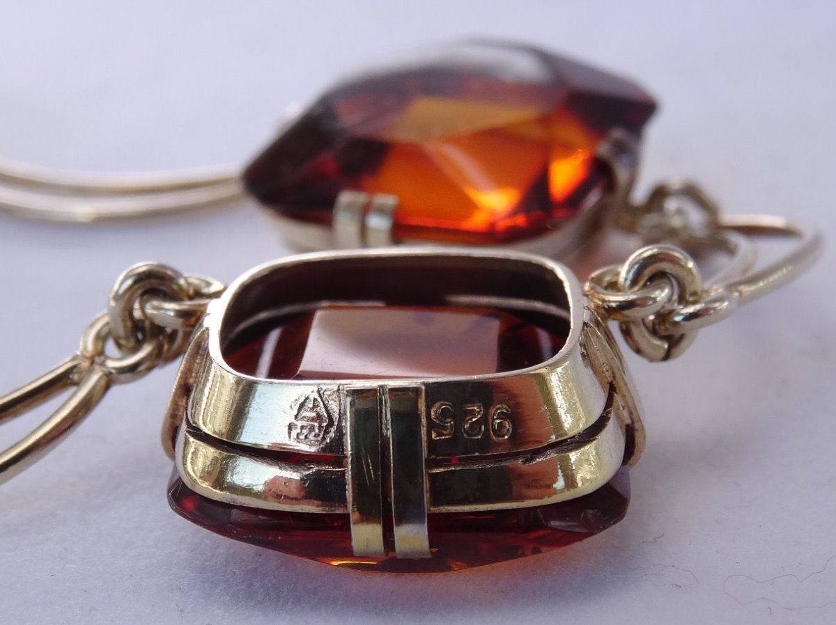 Catenine: Collier Silber 925 mit drei Bernsteinen – Usato da Matten b. Interlaken venduto da kero71
