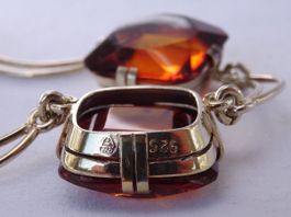 Collier Silber 925 mit drei Bernsteinen