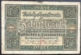 Reichsbanknote Zehn Mark von 1920, Rarität