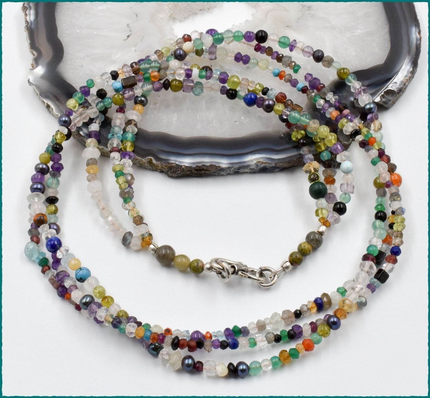 Ketten: ♛ Wunderschöne Multicolor - Collier 3-reihig 925 Silber – Neu und originalverpackt aus Oberglatt ZH von Hot-Spot 3