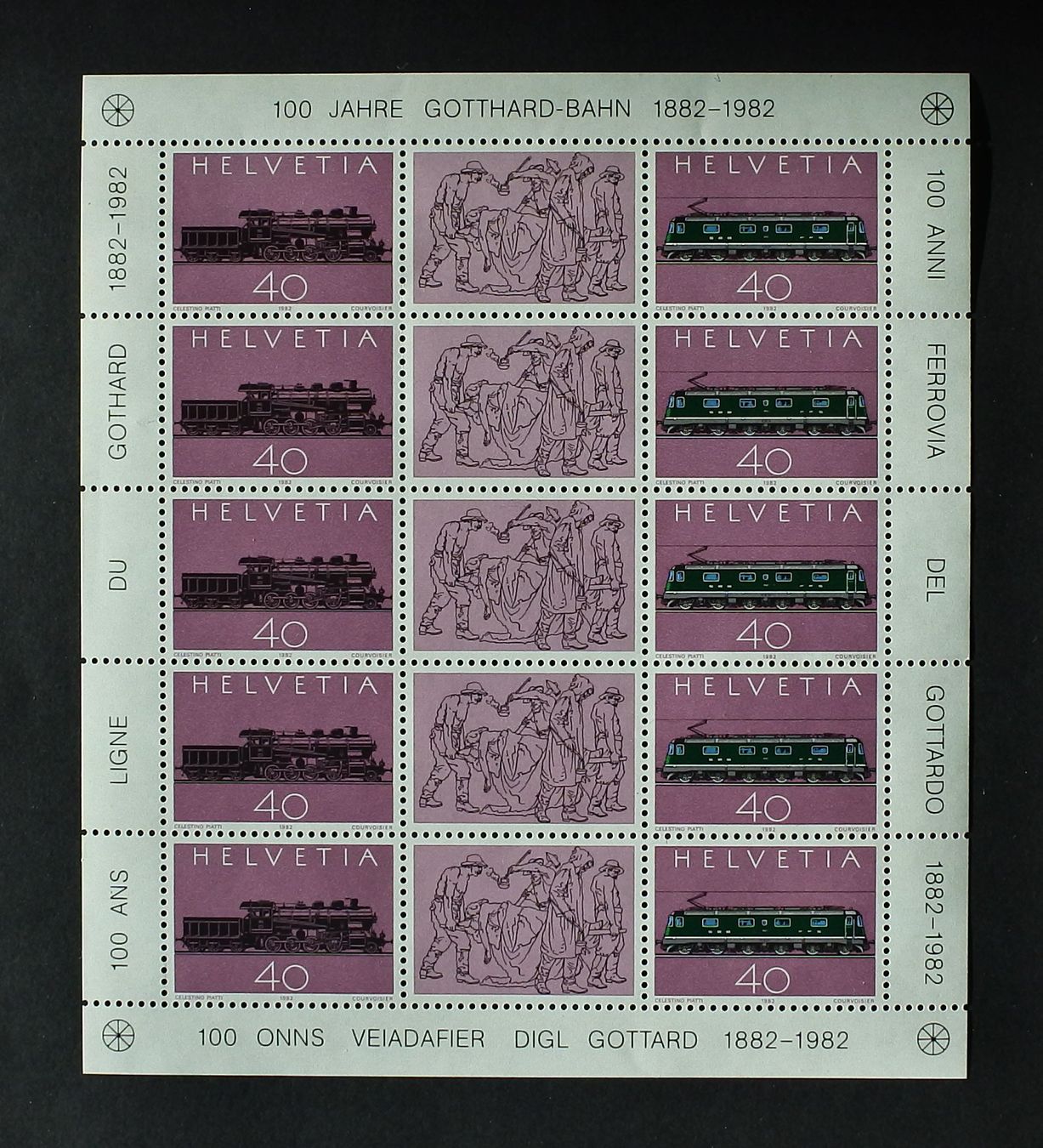 Tutti i francobolli: 1982 Kleinbogen 100 Jahre Gotthard-Bahn ** – Nuovo (secondo la descrizione) da Lugano venduto da fc2017