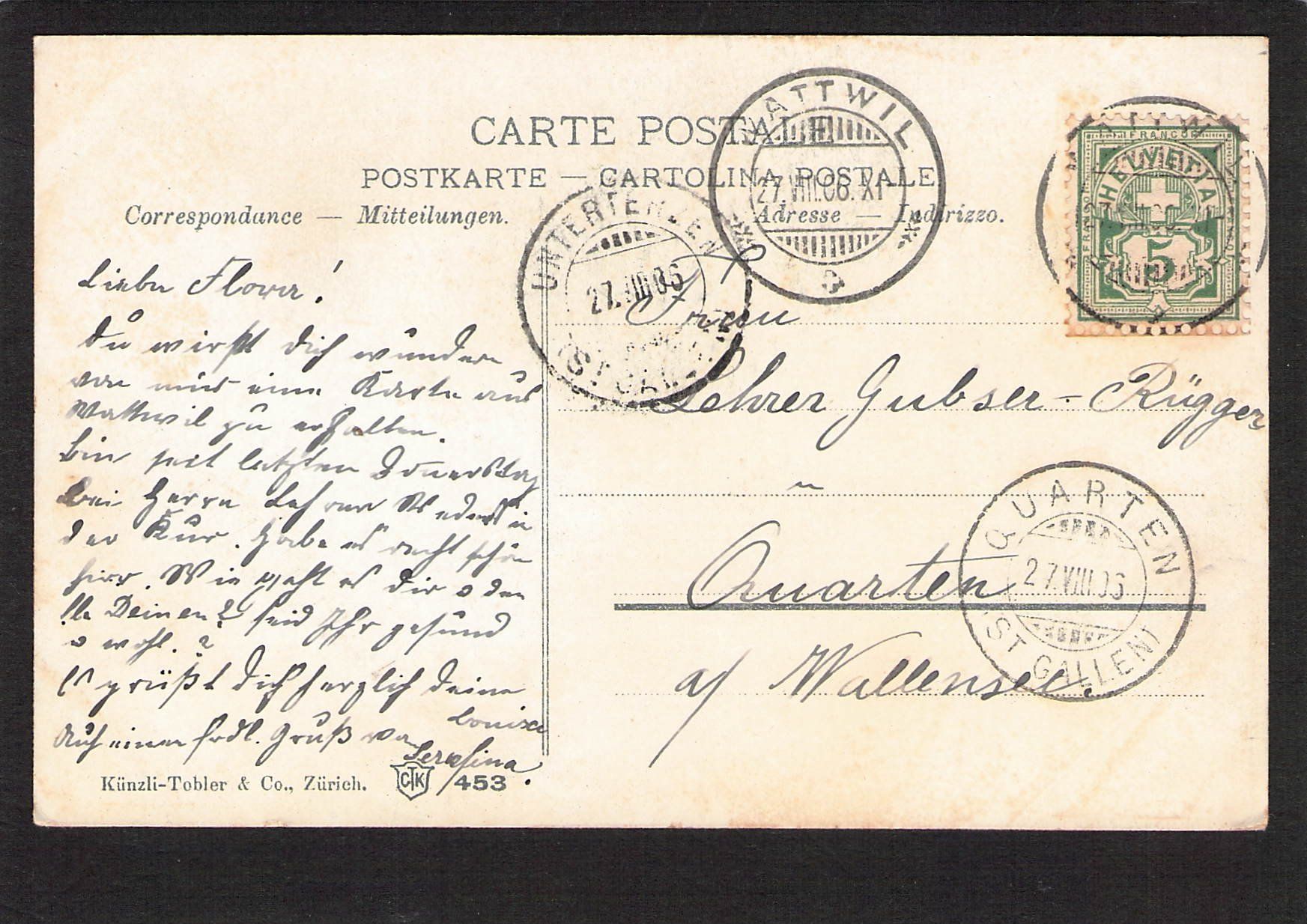 Cartoline postali: #Wattwil SG , gel. 1906 – Usato da Reichenburg venduto da Pipo-67 1