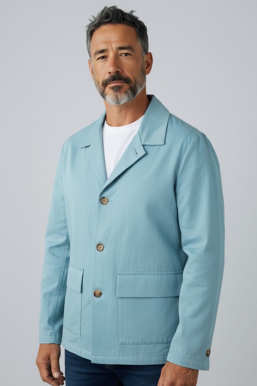 Jacken: PT Torino Shacket Leinen blau Gr. 50 – Gebraucht aus Binningen von Designerlabels