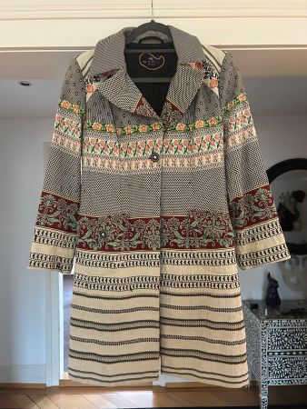 Etro Milano Mantel Damen Gr. 38 Herbst Winter beige gemus...
