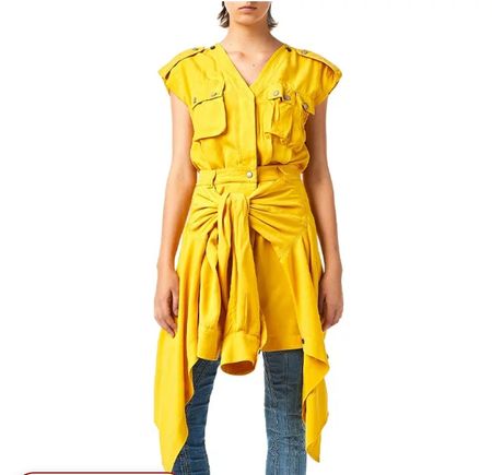 Damen Kleid Diesel gelb mit Taschen und Gürtel neuwertig