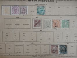 Portugal Kolonien Sammlung auf uralten Vordruckseiten. Siehe