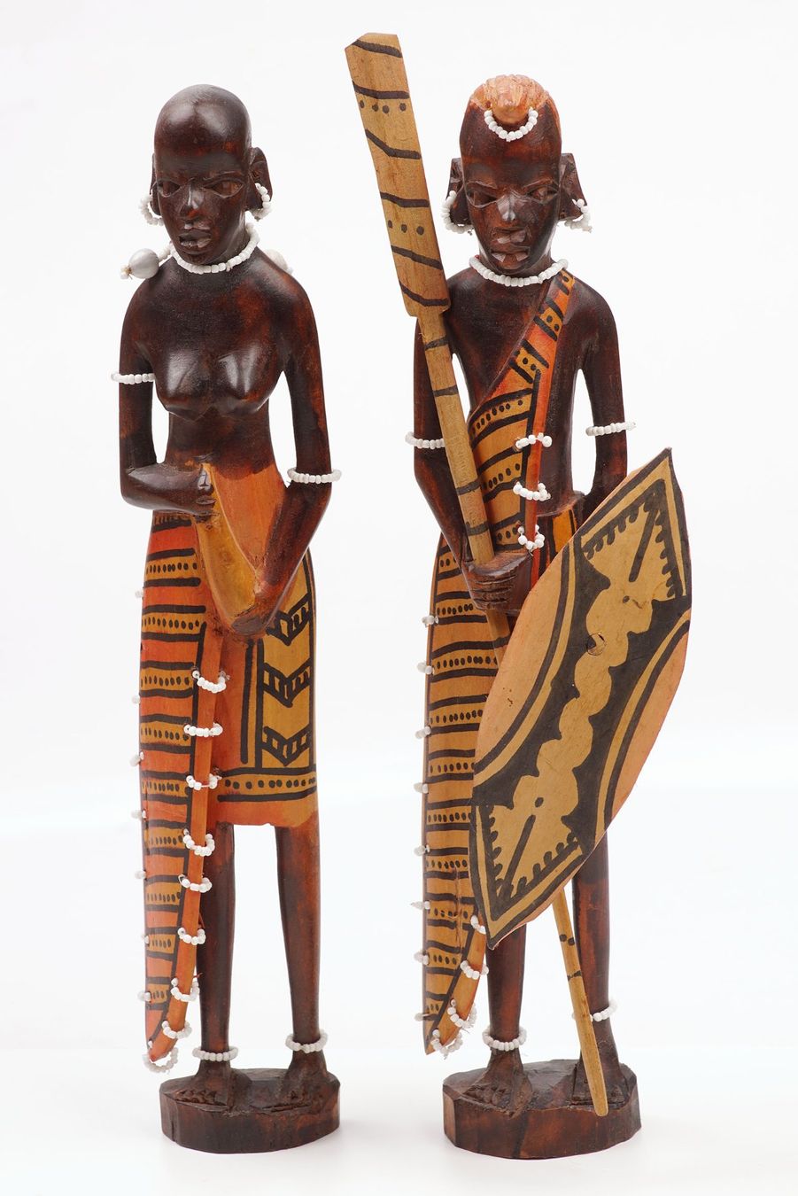 Statuette: 2 handgeschnitzte Afrikanische Figuren, 31cm – Usato da Buochs venduto da chicco64