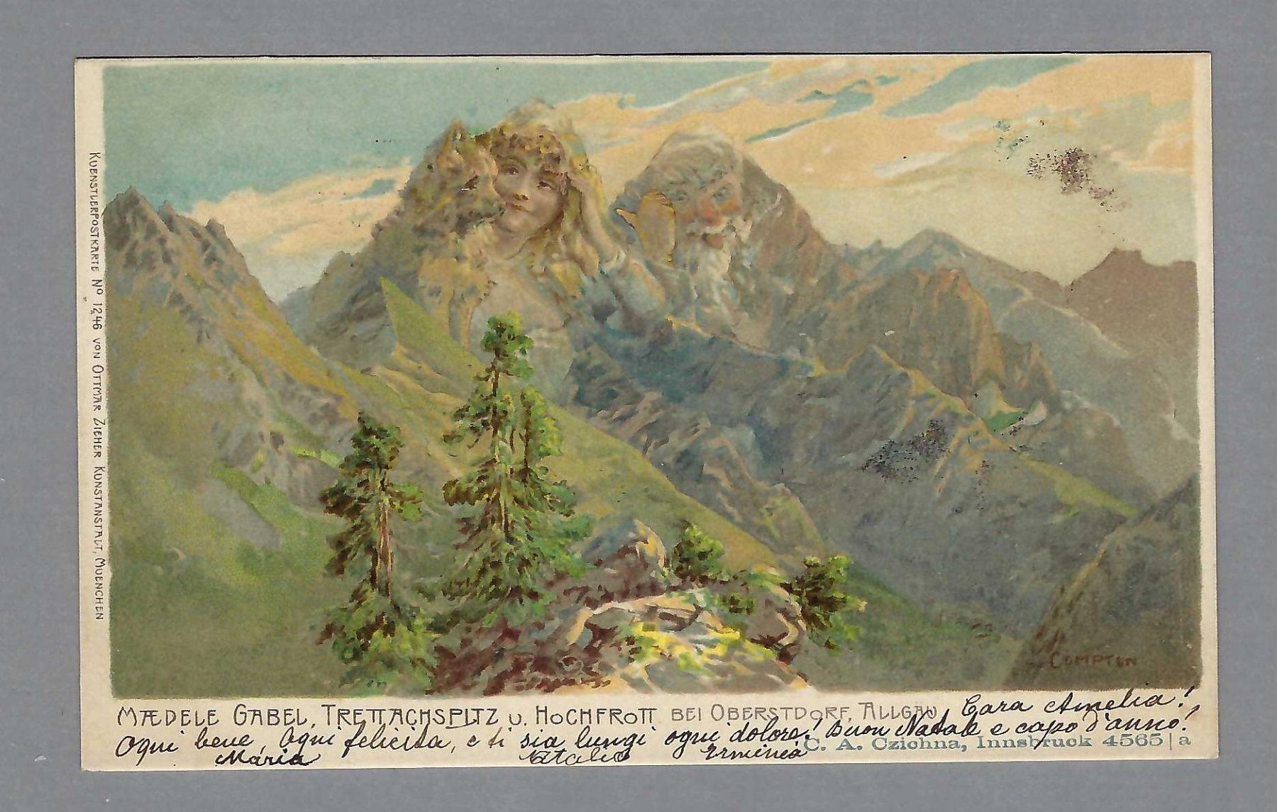 Ansichtskarten: 1899, COMPTON, MAEDELE GABEL, TRETTACHERSPITZ..., SELTEN! – Gebraucht aus Pura von ulisse1957