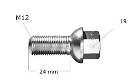 Neue Radschraube Kugelbund 19 M12x1.5x24mm Anhänger Verzinkt